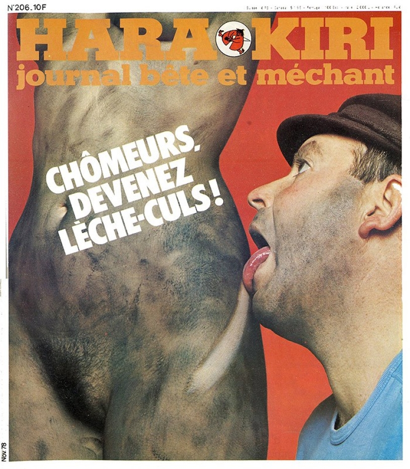 The covers of France's most hooligan magazine of the last century