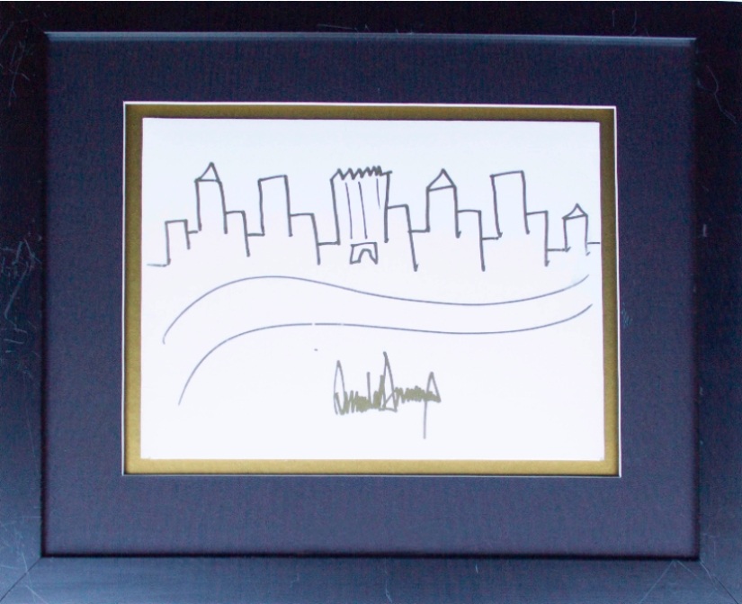 The drawing made by Trump will be auctioned for $9,000. But he is far from Medvedev