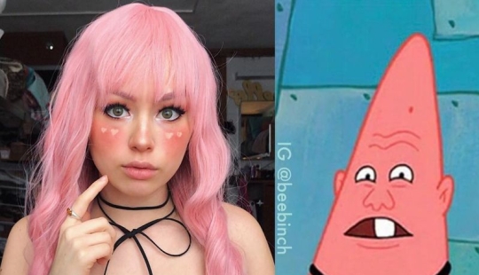 The girl cosplays the heroes of "SpongeBob", but it still turns out hot
