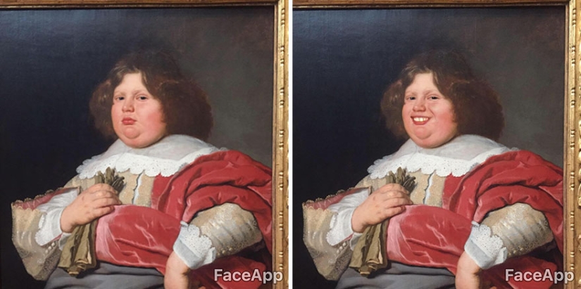 The guy goes to museums and "makes fun" of old portraits using the FaceApp application