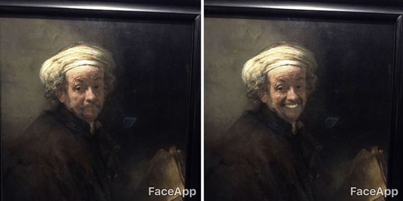 The guy goes to museums and "makes fun" of old portraits using the FaceApp application