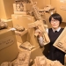 The Japanese woman never throws away cardboard boxes: she finds a better use for them