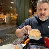The pranker ate a moldy burger and fries from McDonald's, which he buried in the ground for a year