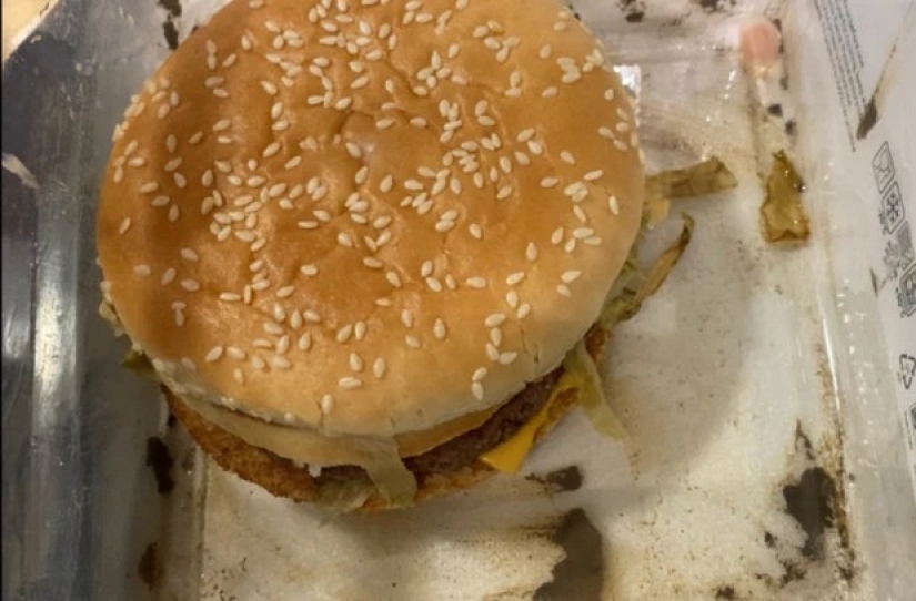 The pranker ate a moldy burger and fries from McDonald's, which he buried in the ground for a year