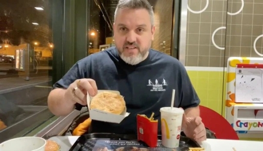 The pranker ate a moldy burger and fries from McDonald's, which he buried in the ground for a year