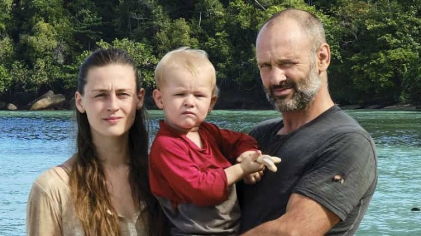 The Robinson family: Ed Stafford took his wife and two-year-old son with him to a desert island