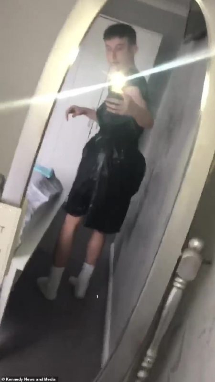 The woman came to the party in a dress from a garbage bag and was irresistible