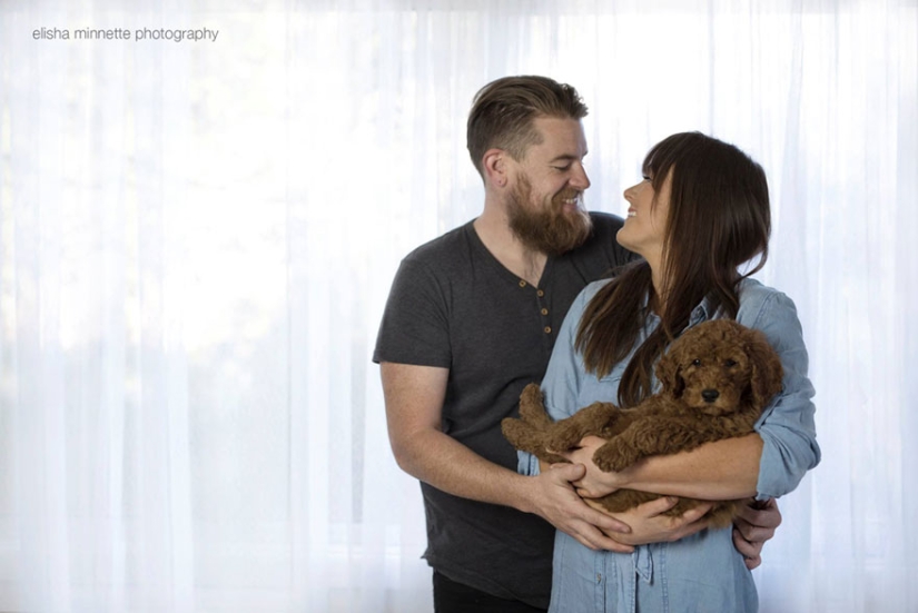 This couple got tired of being asked about children, and arranged a "newborn photo shoot" for their dog