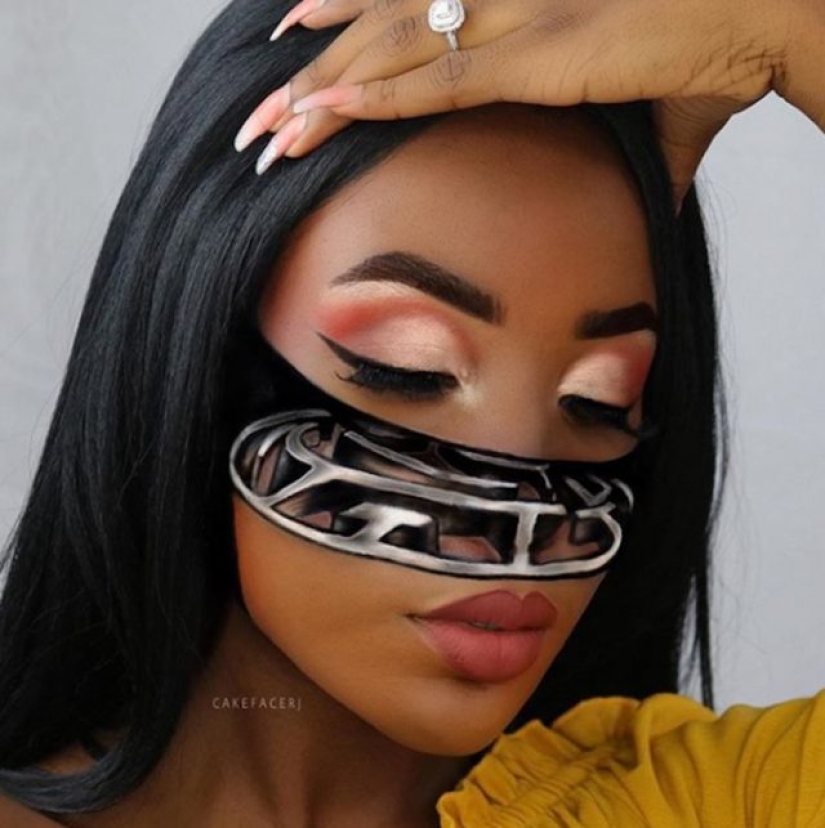 This woman creates stunning optical illusions on her face using only makeup.