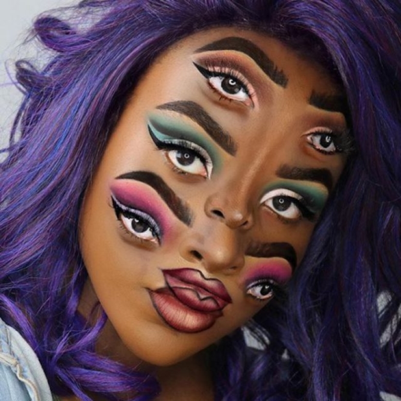 This woman creates stunning optical illusions on her face using only makeup.