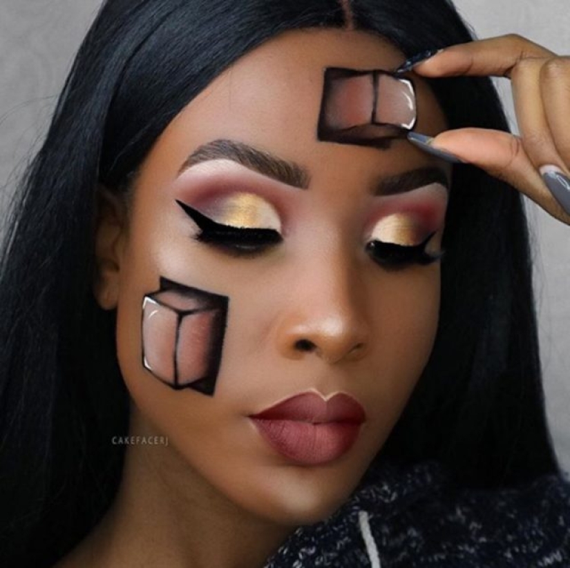 This woman creates stunning optical illusions on her face using only makeup.