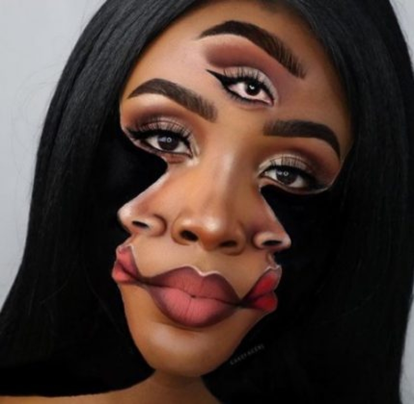 This woman creates stunning optical illusions on her face using only makeup.