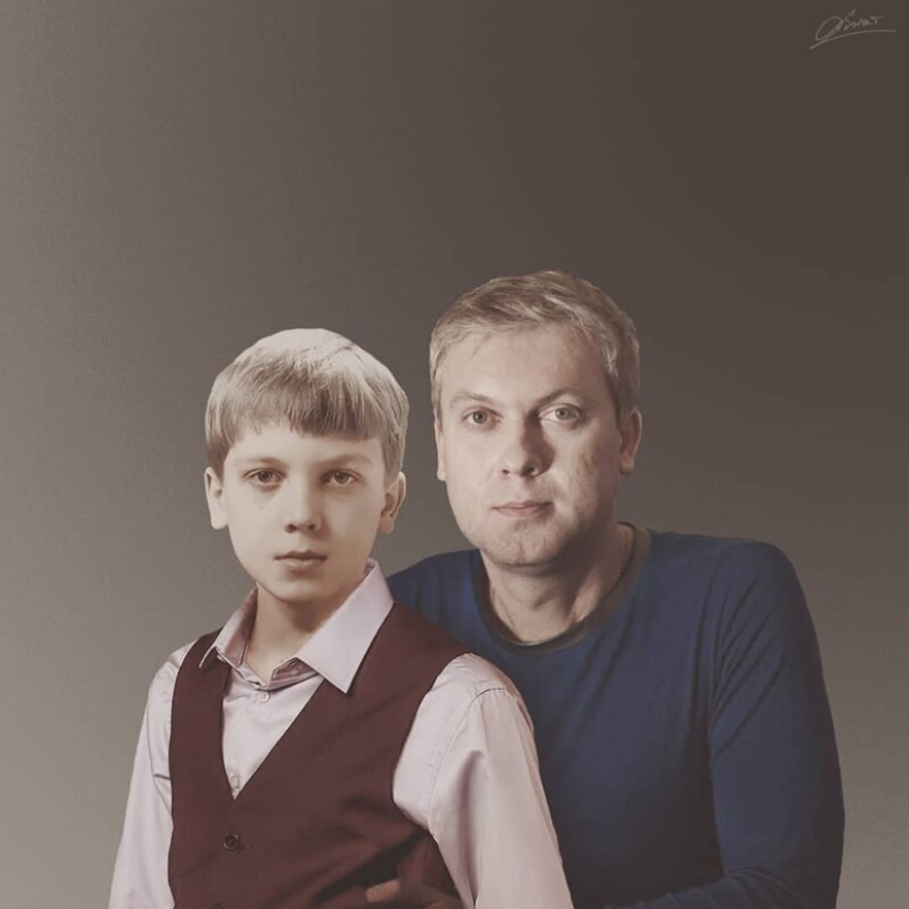 "Through Time": 30 Russian celebrities posing with young versions of themselves