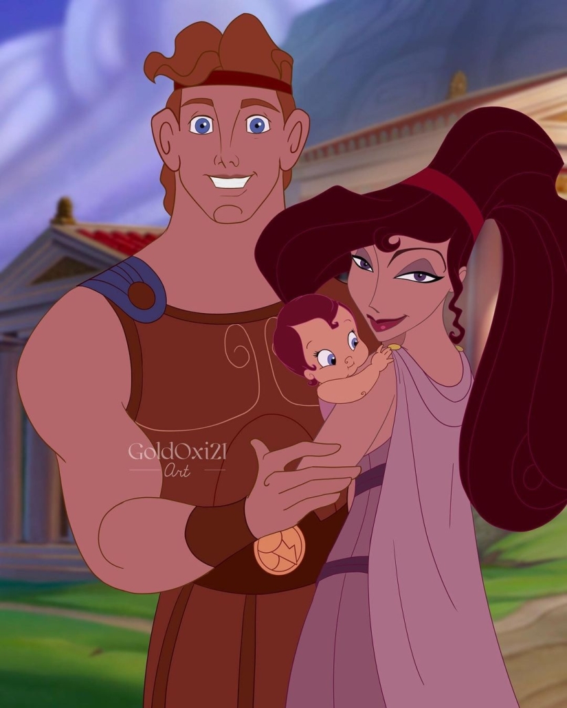 Touching illustrations: what would Disney characters look like if they had children