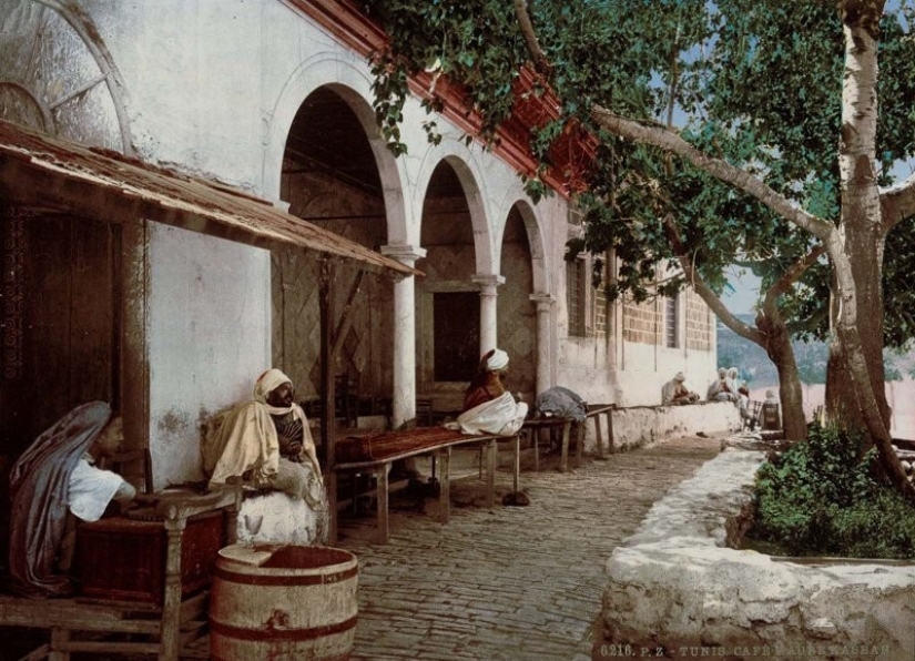 Tunisia of the late 19th century on old colored postcards