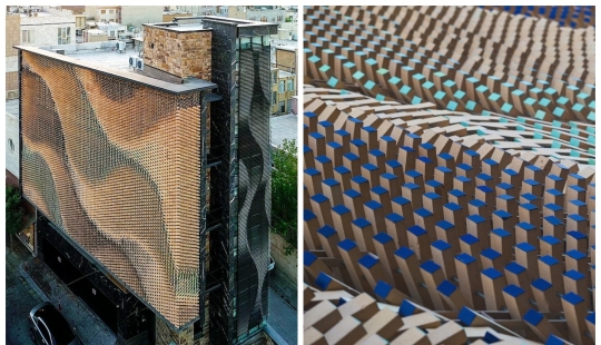 Un arquitecto de Irán ha creado un muro paramétrico de ladrillos rotativos