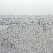 Un artista autista echó un vistazo a Manhattan desde un helicóptero y lo dibujó en todos sus detalles de memoria