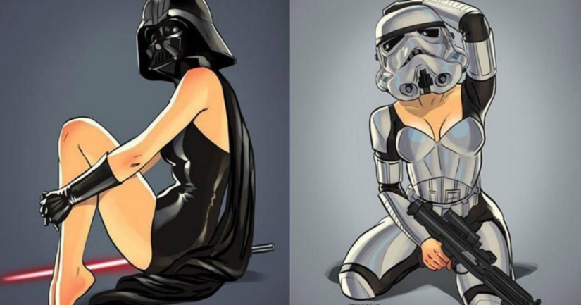 Un artista ruso cambió el género de los héroes de "Star Wars" y los pintó en el estilo pin-up