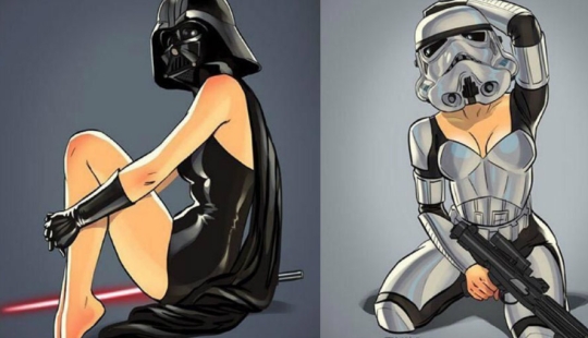 Un artista ruso cambió el género de los héroes de "Star Wars" y los pintó en el estilo pin-up