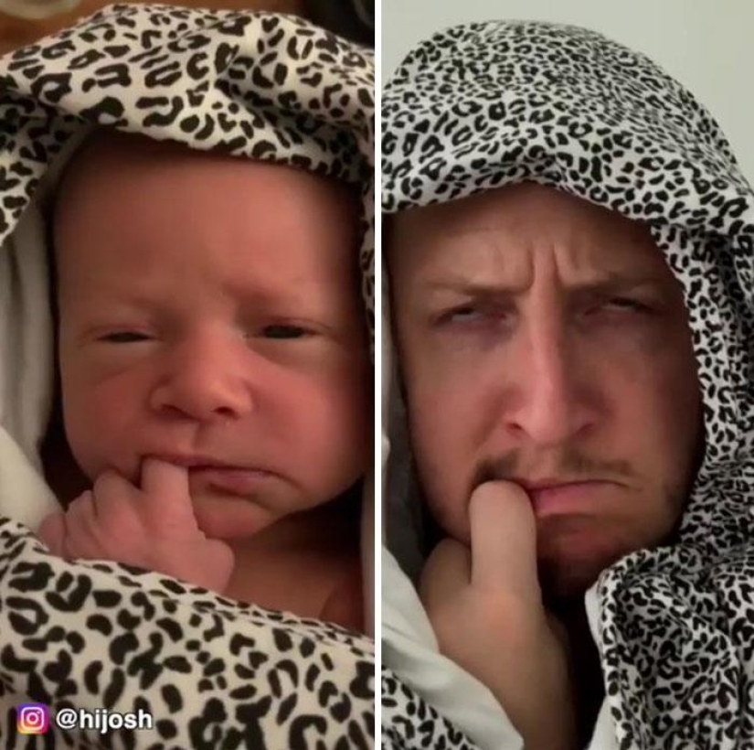 Un manzano de una manzana: un comediante australiano copia las expresiones faciales de su pequeña hija