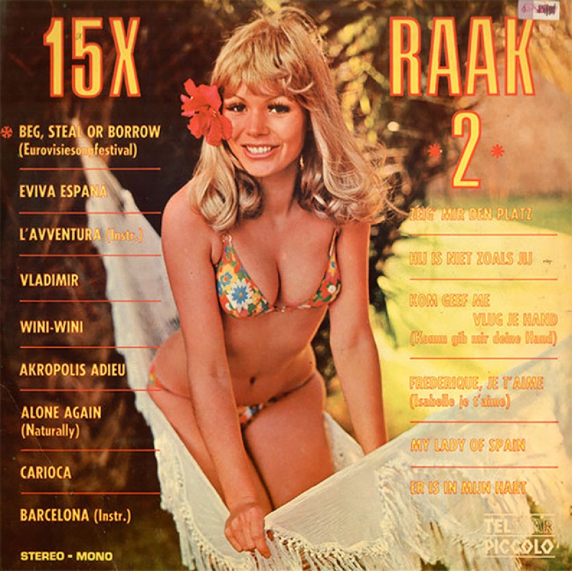 Un sexy bikini con portadas de discos de 60 a 80 años