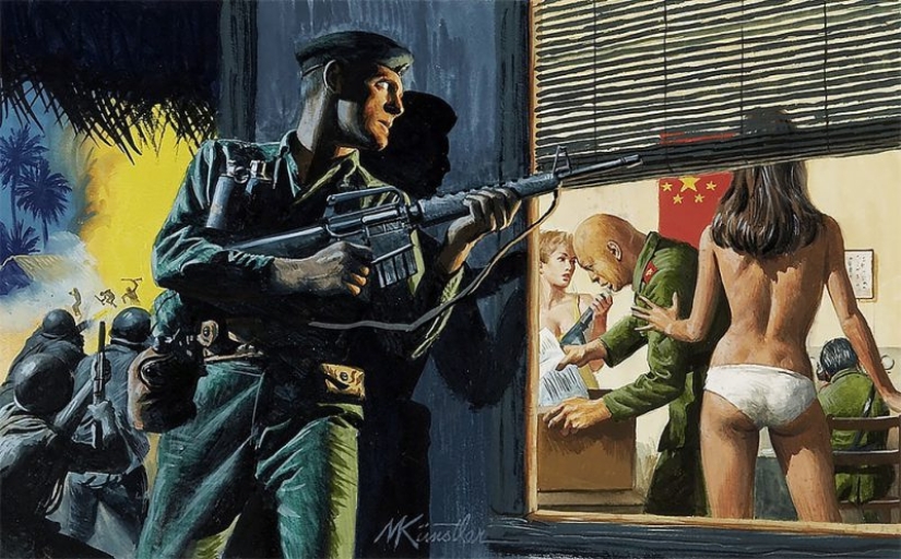 Una mezcla de espías, bellezas, nazis y héroes en impresionantes ilustraciones de Mort Kunstler