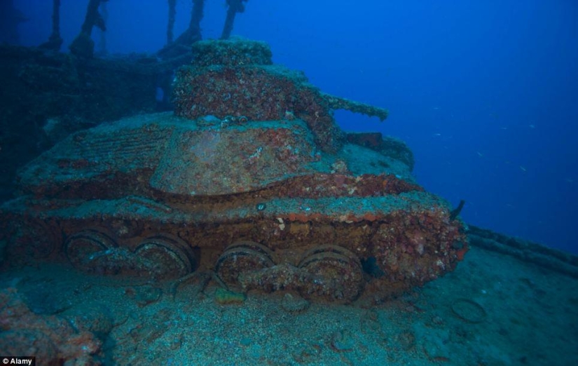 Underwater graveyard of ships on the Chuuk Islands