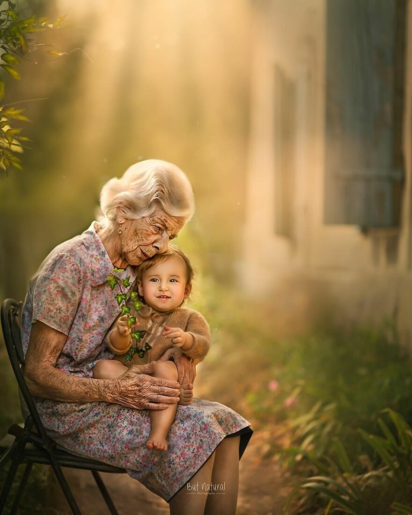 Viejos y jóvenes: un conmovedor proyecto fotográfico sobre la conexión de la generación mayor con los nietos