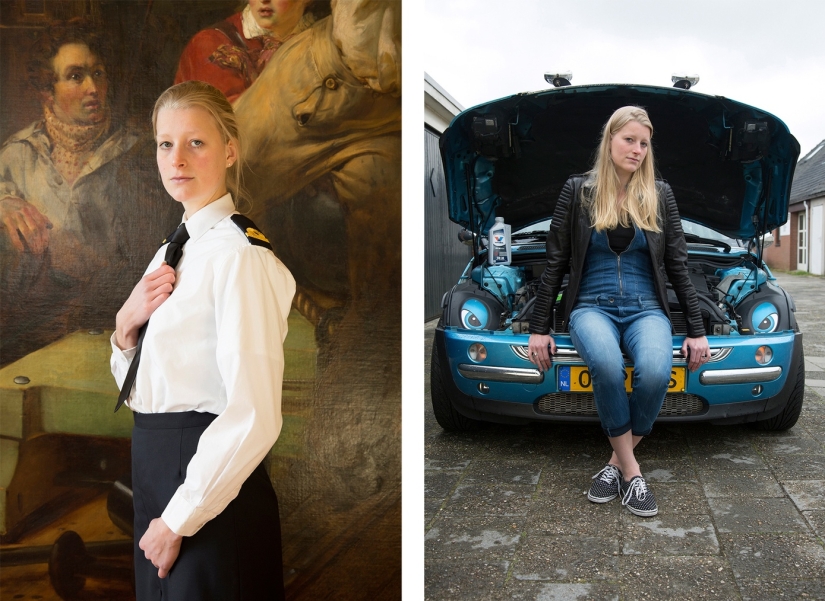 What is hidden under the uniform: girls from the Netherlands Navy in uniform and without it