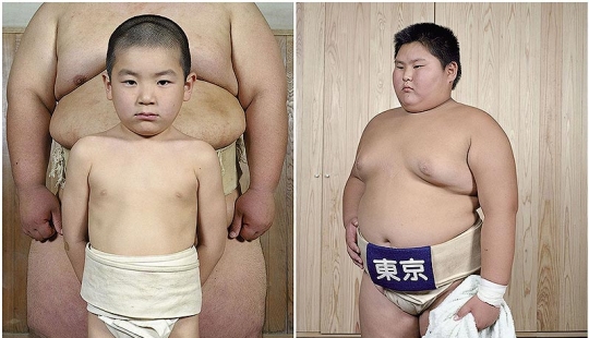 What sumo wrestlers look like in childhood and youth