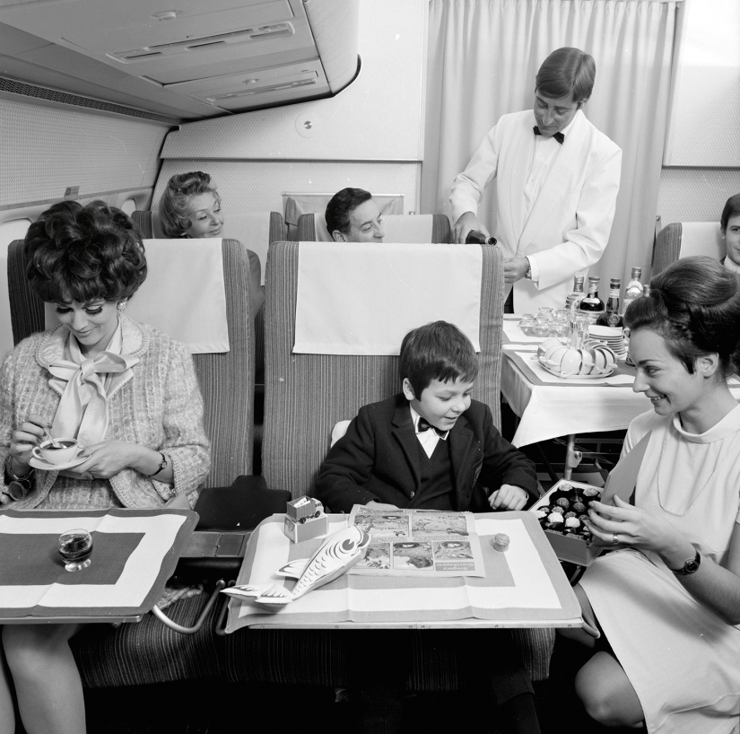 What the business class of a Swiss airline looked like in the 60s