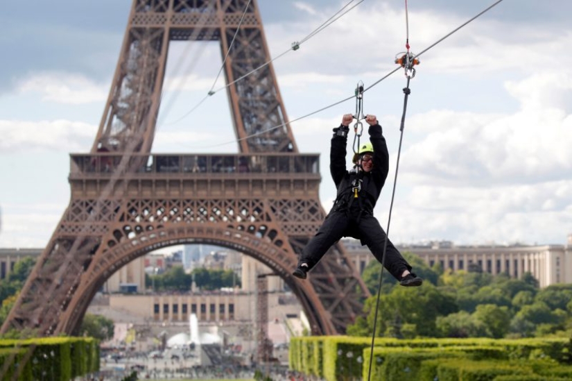 With a breeze: in Paris, you can ride a zipline from the Eiffel Tower