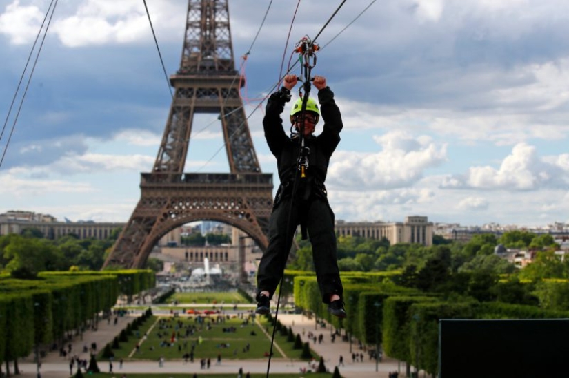 With a breeze: in Paris, you can ride a zipline from the Eiffel Tower