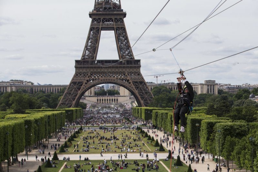 With a breeze: in Paris, you can ride a zipline from the Eiffel Tower