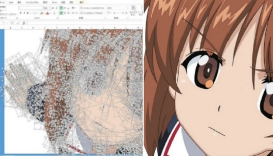 Working with tables — the "god" level: a Japanese man draws anime in Excel