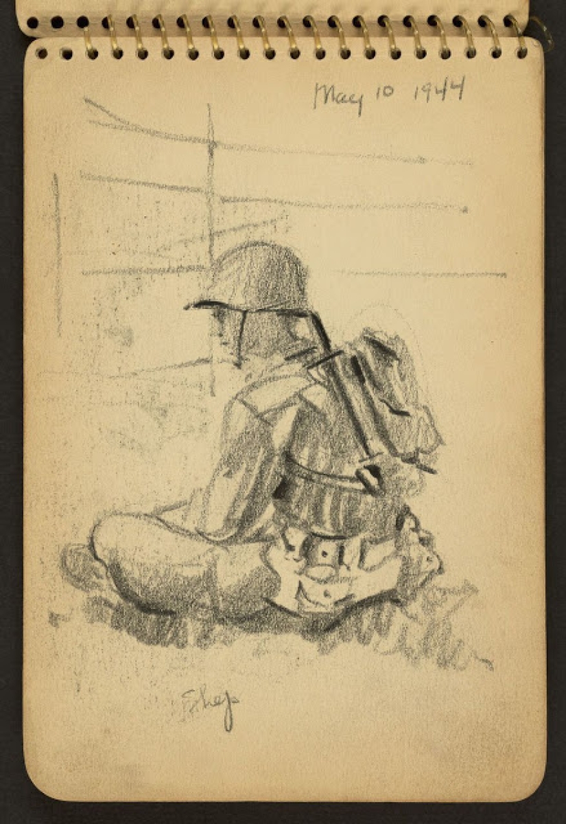 World War II in the drawings of a 21-year-old soldier made in 1944