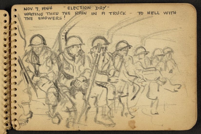 World War II in the drawings of a 21-year-old soldier made in 1944