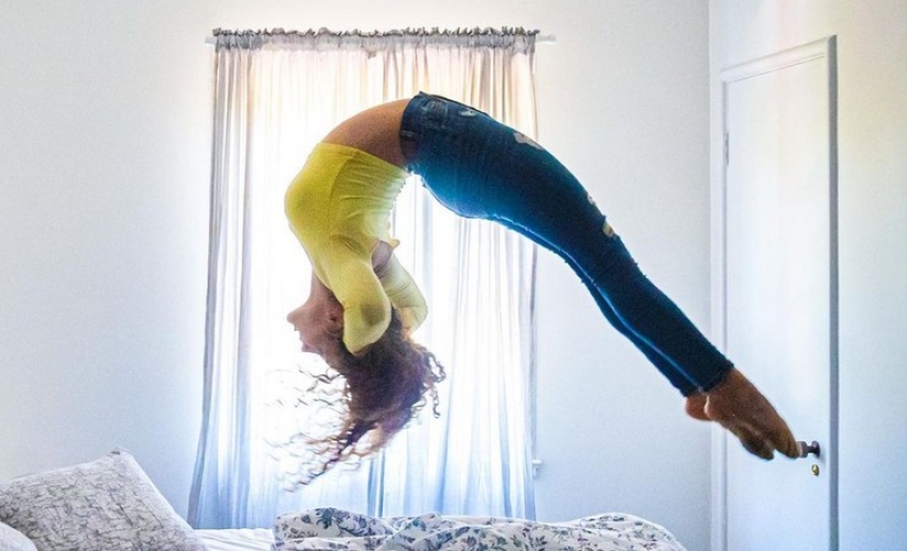 Young gymnast Sophie Dossi, striking with her flexibility