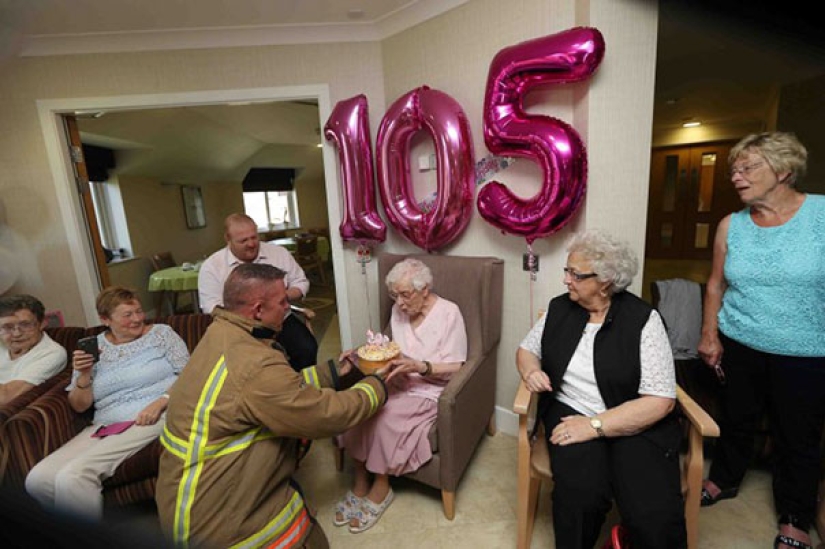 105-year-old granny asked for a tattooed firefighter for her birthday