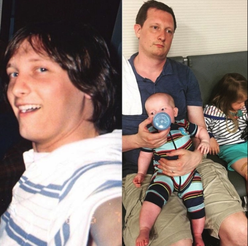 14 funny pictures of people before and after they became parents