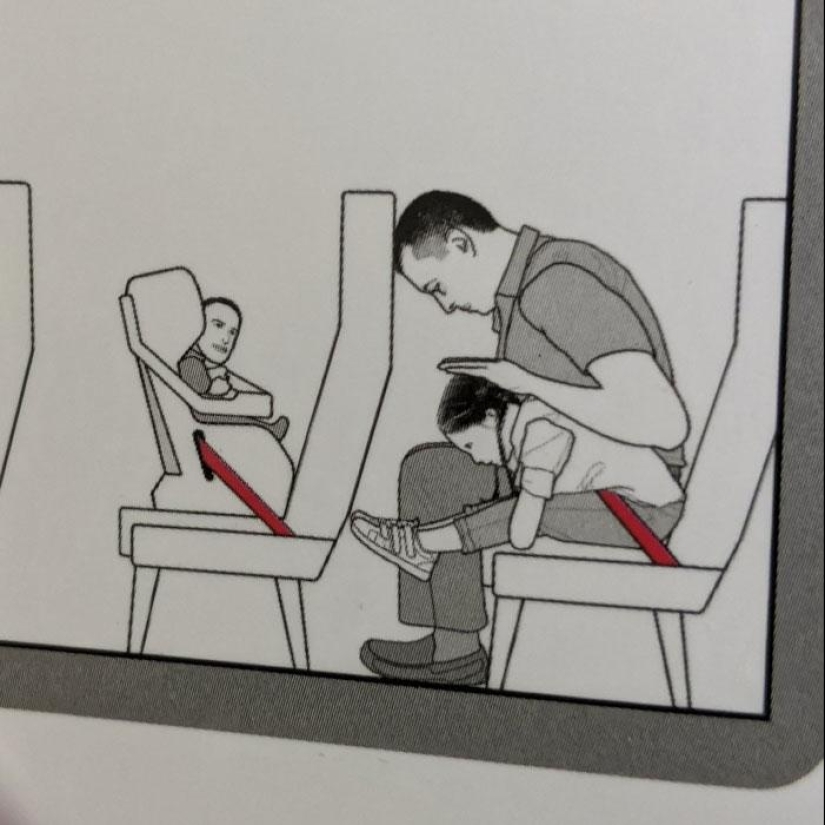 15 clumsy safety cards from airplanes in which artists didn't even try