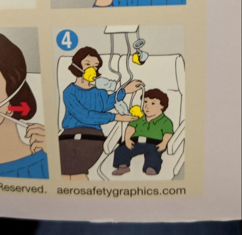 15 clumsy safety cards from airplanes in which artists didn't even try