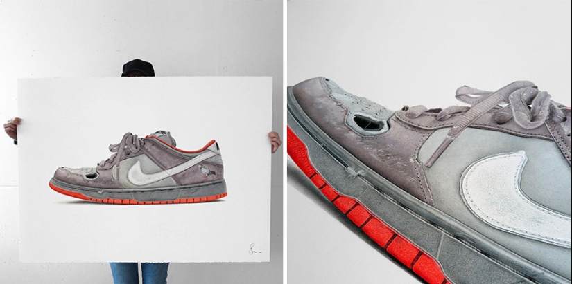 15 dibujos hiperrealistas de zapatillas que podrían hacerte pensar que son fotos