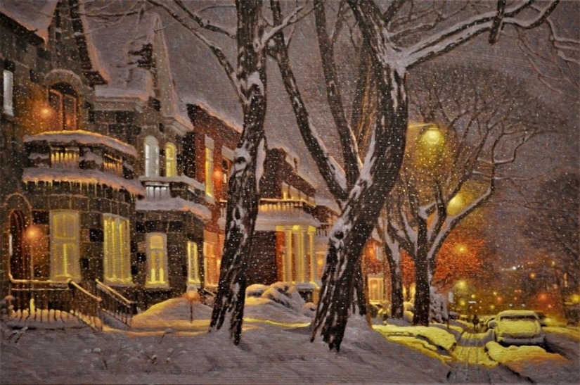 16 cozy snow paintings, which give warmth