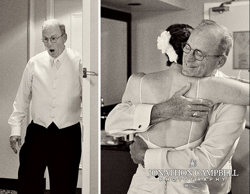 20 emotional photos, of parents first saw their daughters in wedding dresses