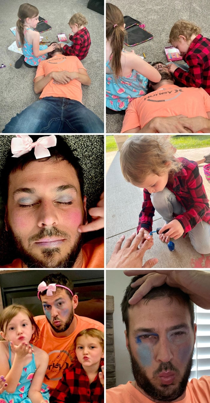 22 funny photos of handsome fathers who have makeup artist daughters growing up