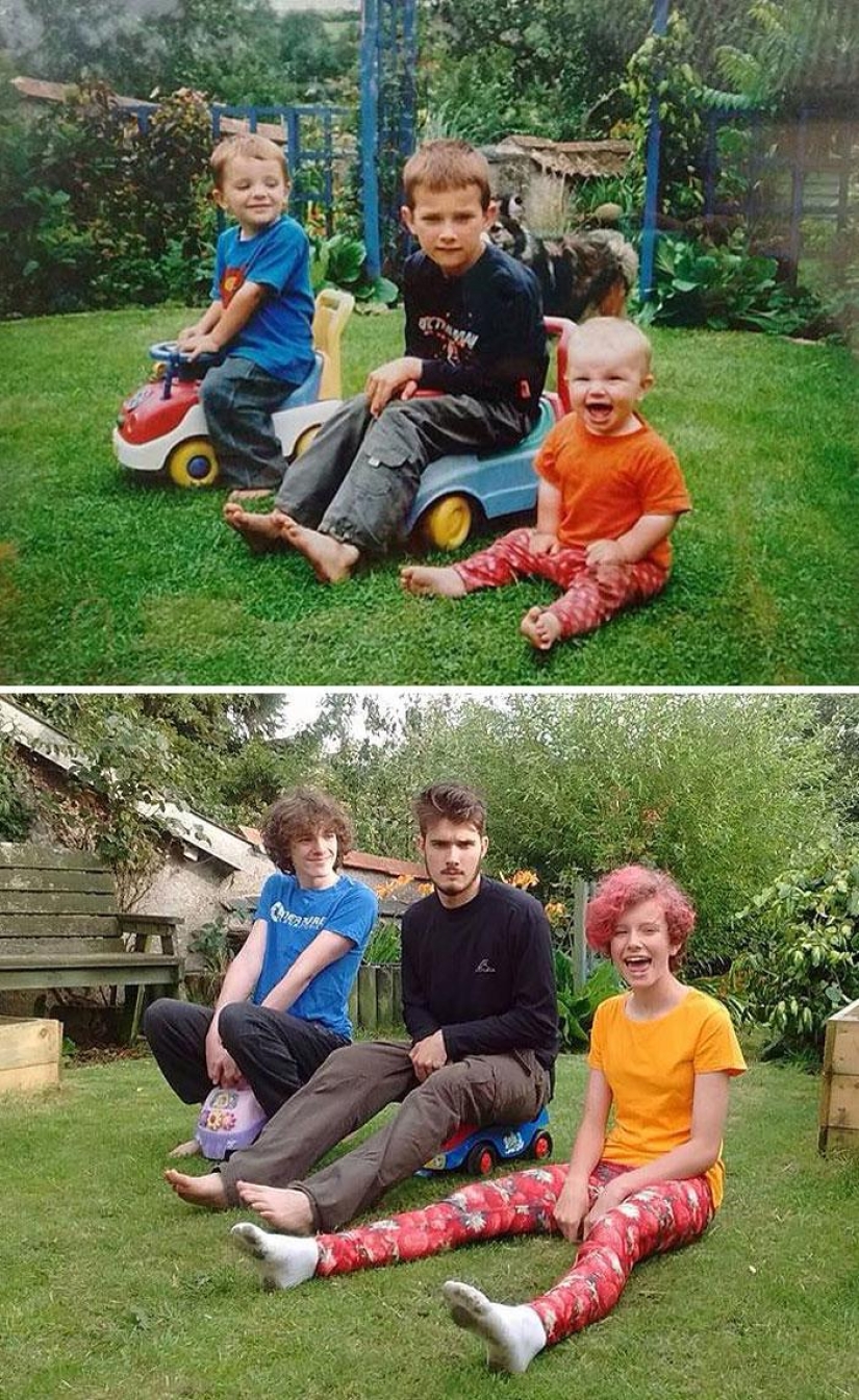 25 family photos that were recreated many years later