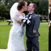 A couple of dwarfs who met while participating in a play on "Snow White" played a fabulous wedding