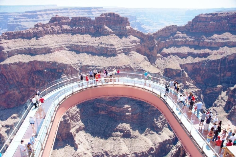 A dizzying sight: the glass platform above the Grand Canyon