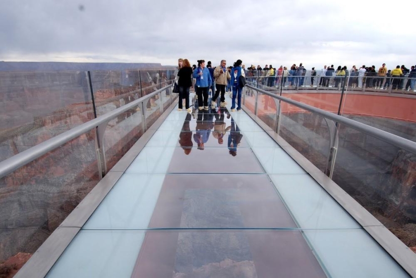 A dizzying sight: the glass platform above the Grand Canyon